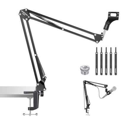 NEEWER Microphone Arm Stand, Suspension Scissor Boom Mic Arm Desk Mount with Clip & 3/8" to 5/8" Adapter Compatible with Blue Yeti Snowball HyperX QuadCast SoloCast Shure, Max Load 3.3 lbs, MS006 | Clip, 3/8" to 5/8" Adapter, Compatible with Blue Yeti Sno