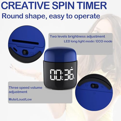 Large Display Digital Timer Stopwatch, Retro Manual Twist Table Count Down & Up Game Timer, Easy to use, Night Light Silent & Sound Timers for ADHD Study Work Kitchen Classroom Yoga Gym (Navy) - color: Navy