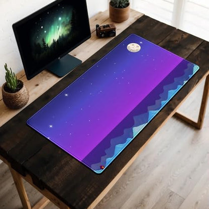 Purple Large Gaming Mouse Pad Extended Kawaii Cute Desk Mat Pad Anime Mousepad XXL Night Keyboard Pad Computer Laptop Mouse Mat Office Desktop Decor Pad 31.5x15.7 in - color: Purple Pixel Art