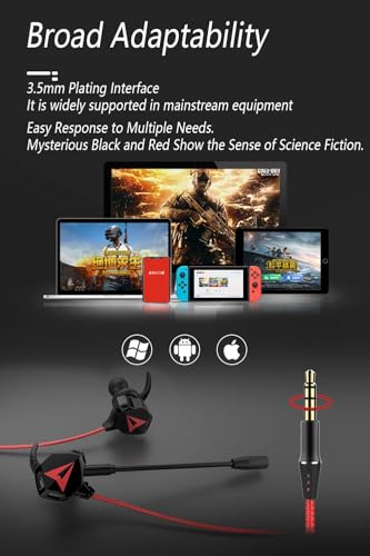 KASOTT Battle Buds Pro in-Ear Gaming Headset with Dual Microphone, Mute and Volume Control, Wired Earphones for Mobile Gaming, Nintendo Switch, Xbox One, PS, PC (Black) - color: Black