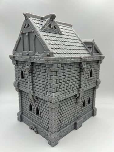 Tabletop Miniature Medieval Castle Building Terrains Compatible with D&D - 28mm Scale Scenery with Medieval Architecture Style, Collectible Dioramas, Paintable, by HAUTICO Gift for Hobby Enthusiasts
