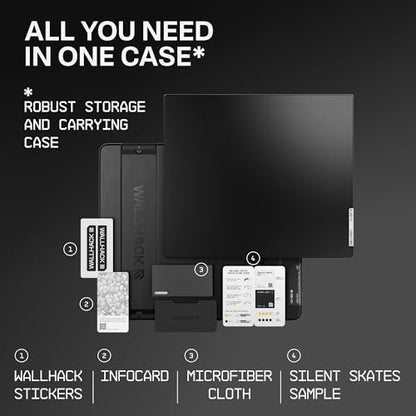 Wallhack VA-005 Glass Gaming Mouse Pad – Speed Surface, Large Mousepad for Esports, Smooth Low-Friction Glide, Tempered Glass, Ergonomic Low Profile, Durable & Portable with Carry Case | Vapour Black | Speed Surface, Esports Mousepad With Smooth Low-Frict