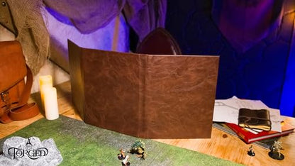 Game Master Screen - 30in Portrait DM Screen Compatible with Dungeons and Dragons and Other TTRPG - Faux Dragon Skin with Clear Dry Erase 8.5 x 11 Pockets - Slipcase Stores with DND Books - Brown - color: Portrait Brown