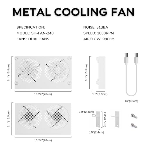 High Airflow Cooling Fan 260mm 5V USB Fan for Computer Cooler TV Small Box and Other Electronics - style: White with Light