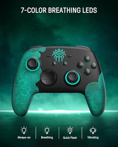 Switch 2 Pro Controller One-Key Wake Up for Switch2/OLED,Firefly Switch Wireless Controller with Hall Effect Joysticks, NFC Function, Black Bluetooth Remote Control with 7 LED/Paddle/Turbo/Motion - color: Black