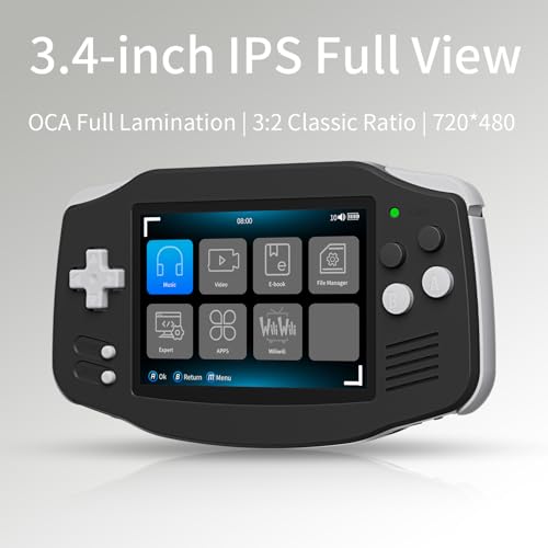 Anbenric RG34XX Retro Handheld Game Console Linux OS 3.4 Inch IPS 720*480 Screen 64G Card 5000+ Classic Games RG34XX H700 64-bit 3500mAh Battery Game Player Compatible with WiFi Bluetooth Black - style: RG34XX-Black