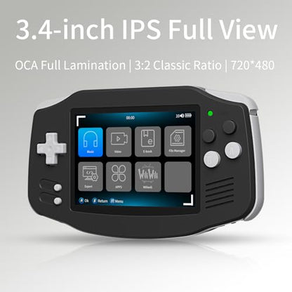 Anbenric RG34XX Retro Handheld Game Console Linux OS 3.4 Inch IPS 720*480 Screen 64G Card 5000+ Classic Games RG34XX H700 64-bit 3500mAh Battery Game Player Compatible with WiFi Bluetooth Black - style: RG34XX-Black