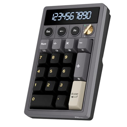 RK ROYAL KLUDGE M20 Wireless Number Pad, Mechanical Numpad with LCD Display, PC Numpad & Calculator Modes, Programmable Numeric Keypad, Bluetooth/2.4G/Wired, RGB Hot-Swappable for Win/Mac - color: Black