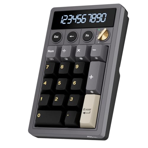 RK ROYAL KLUDGE M20 Wireless Number Pad, Mechanical Numpad with LCD Display, PC Numpad & Calculator Modes, Programmable Numeric Keypad, Bluetooth/2.4G/Wired, RGB Hot-Swappable for Win/Mac - color: Black