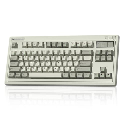 FL·ESPORTS OG87 Tri-Mode Retro Mechanical Keyboard, 87-Key Gasket Mount Gaming Keyboard, Pre-lubed Creamy Linear Switches, Hot Swappable, PBT Keycaps, 4000mAh for Mac/PC - Gray - color: 87 Keys-Gray, size: Creamy Linear Switch