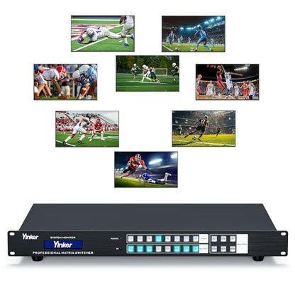 8x8 HDMI Matrix 4K@30Hz (Built-in US ADI Chip), 1U Rackmount AV Switcher, RS232+LAN Ports, 6 Control Modes, Hot Swappable, Power Off Memory, 16 Preset Scenes, EDID HDCP Compatible - size: 8 in 8 out