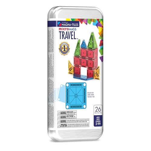 MAGNA-TILES microMAGS 26-Piece Travel Magnetic Construction Set – Bold Colors, The Original Magnetic Building Brand - style: Original