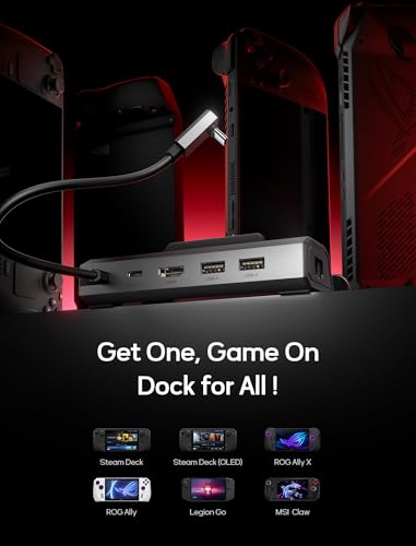 JSAUX 5-in-1 Docking Station & 65W Charger for Steam Deck/ROG Ally X-HB0602 | 4K@120Hz HDMI, 100Mbps Ethernet, 100W PD Fast Charging, 2 USB 2.0 Ports, Widely Compatible with SteamOS & Windows Handhelds - color: Gray (with 65W Charger)