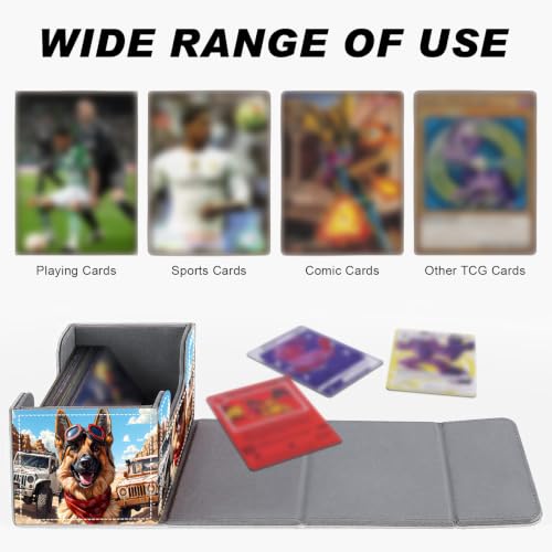 Magnetic Closure TCG Deck Box Portable Card Holder Trading Card Deck Box | PU Leather Collectible Card Case Game Trading Card Deck Box Storage Scratch Resistant Lining, Cool Dog Desert Offroad Jeep - color: Cool Dog Desert Offroad Jeep