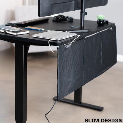 VIVO Black 48 inch Under Desk Privacy and Cable Management Organizer Sleeve, Wire Hider Kit Panel System, DESK-SKIRT-48 - size: 48" Panel
