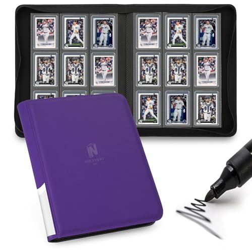 Toploader Binder,9 Pocket with 324 Card Slots for 3" x 4" Rigid Cards,PU Card Album for Trading Cards & Sports Cards(Purple) - color: Purple, size: 9 Pocket