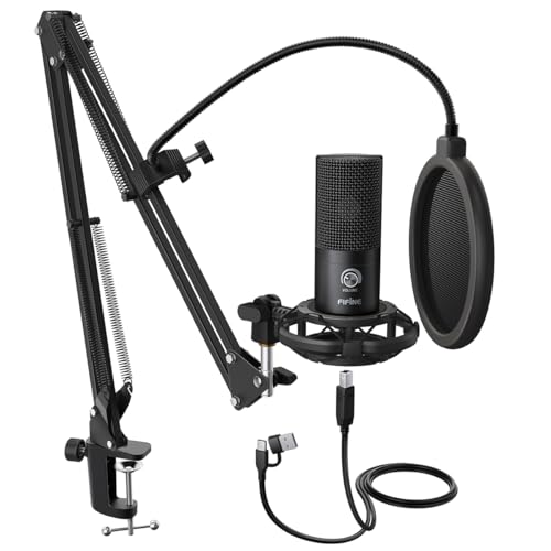 FIFINE T669 Studio Condenser USB Microphone for Recording Podcasting | Computer Microphone Kit for Voice Overs, Adjustable Boom Arm Stand, Shock Mount for Vocal, Instruments, Gaming, Streaming - color: Black, size: T669