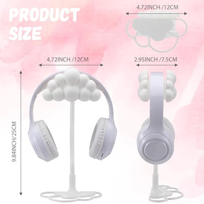 Yookeer Cloud Headphone Stand 3D White Cloud Cute Headphone Decor for Gamer Room Office Desk Gaming Gifts for Women Girlfriend Office Worker