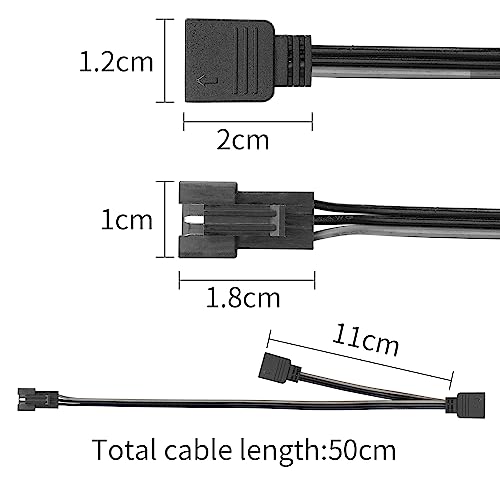 YACSEJAO Adapter Cable for 5V 3-Pin 1.6FT/50CM MSI Mystic Light Gigabyte RGB Fusion Connect to Any SM Connector Digital RGB LED Cable for Motherboard