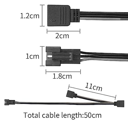YACSEJAO Adapter Cable for 5V 3-Pin 1.6FT/50CM MSI Mystic Light Gigabyte RGB Fusion Connect to Any SM Connector Digital RGB LED Cable for Motherboard