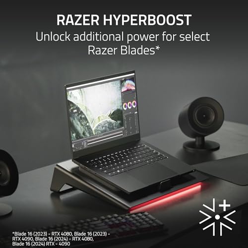 Razer Laptop Cooling Pad Adaptive Smart, Intelligent Fan Control | Airtight Pressure Chamber, Fits Most Laptops & Macbooks 14" to 18", Preset & Custom Fan Curves, 3 Port USB Type A, Chroma RGB