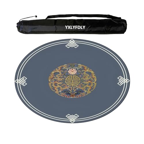 Round Mahjong Mat Thickened and Non-Slip Mahjong Tablecloth with Carrying Bag, Home Play Mat for Mahjong, Poker, Card, Board, Tile Games(Dark Blue,70cm/27.55in) - color: Dark Blue, size: 70cm/27.55in