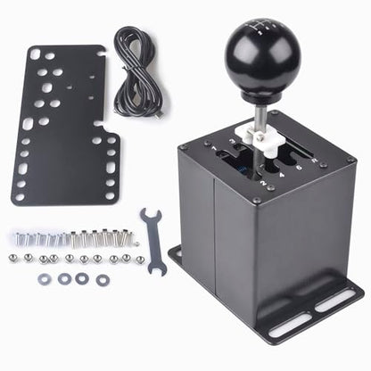 CNRAQR PC USB Racing Game Simulator Shifter with Desk/Chair Mount Bracket Plate Compatible with LO GITECH G29 G27 G25 G920,T300RS/GT 6+R - color: 6R+Plate
