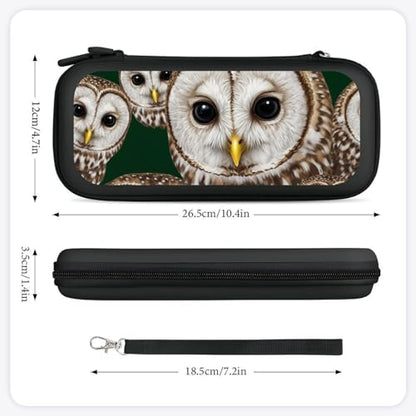 PPIKTC Travel Protective Pouch for Switch, Portable Carrying Case with 15 Game Cartridges, Cute White Owl Bag - color: Design (208)