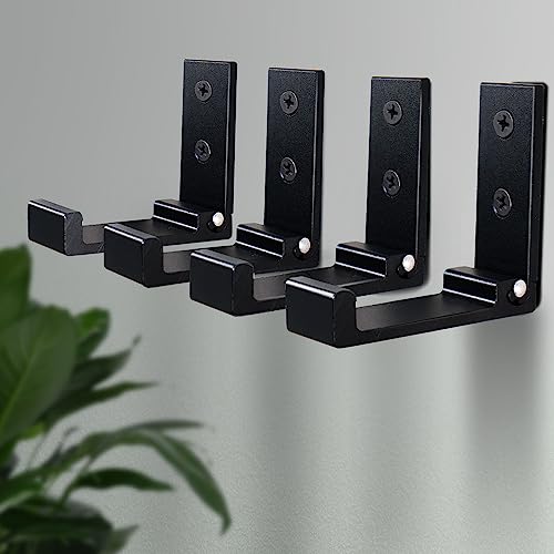 OHIYO Folding Coat Hooks 4pcs Foldable Hook Wall Mounted for Hanging Coat, Jacket, Towel Heavy Duty Wall Hooks Aluminum Alloy Fold up Hooks Headphones Holder Bearing Load 33lb (Black) - color: Black-4 Pack