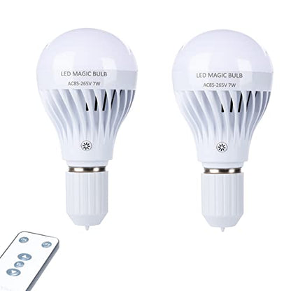 BSOD AC 85-265V 7W LED Magic Bulb with Remote Controller Cool White Emergency Light with Rechargeable Built-in Battery E27 Lamp for Home Indoor Lighting (White 2 Pack) - color: White 2 Pack