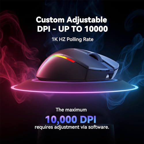 Redragon S107KS Wireless Gaming Keyboard and Mouse, RGB Backlit, 3 Mode (Wired/2.4G/BT), Up to 10,000 DPI Gaming Mouse with Software, Ultra Lightweight 65g, 25 Key Anti-Ghosting Keyboard for PC - color: Black-New