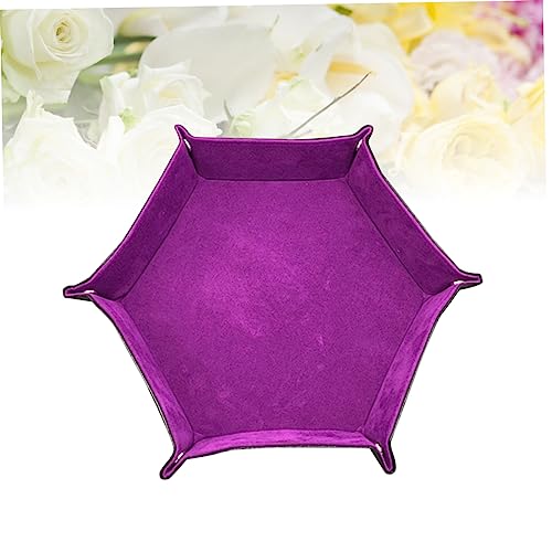BESPORTBLE Hexagon Dice Tray Pu Leather Storage Box Folding Dice Cup for Gaming Easy Clean and Portable
