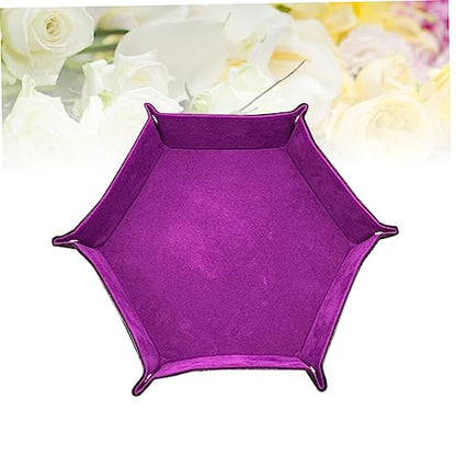BESPORTBLE Hexagon Dice Tray Pu Leather Storage Box Folding Dice Cup for Gaming Easy Clean and Portable
