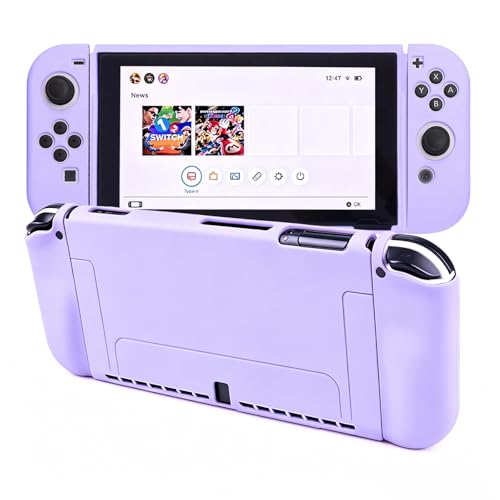 Protective Case for Nintendo Switch OLED, Silicone Switch OLED Case Ergonomic Grips Cover Soft Protective Cover Shock-Absorption & Anti-Scratch Slim Shell Travel Accessories Gifts for Girls, Purple - color: Purple, size: For Switch OLED 7.0 Inch