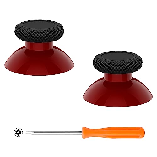 eXtremeRate Replacement Thumbsticks for Xbox Core Wireless Controller, Joysticks Repair Kit for Xbox Series X/S Controller, Custom Analog Stick Buttons for Xbox One S/X/Elite - Carmine Red & Black - color: Black & Carmine Red
