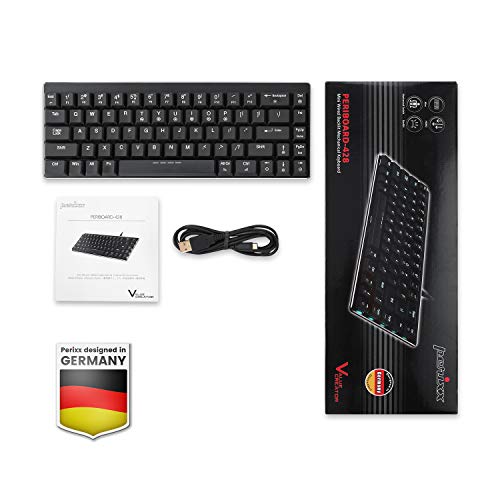 Perixx Micro USB PERIBOARD-428 Mini Mechanical Keyboard with Kailh Low Profile Brown Switch, RGB Backlighting, Black, US English Layout