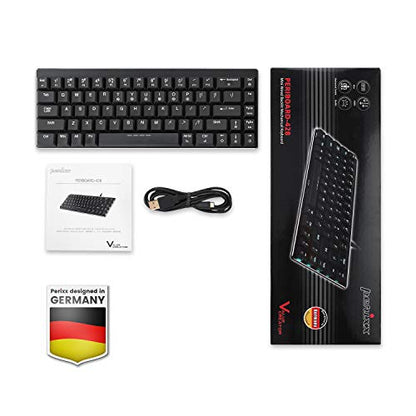 Perixx Micro USB PERIBOARD-428 Mini Mechanical Keyboard with Kailh Low Profile Brown Switch, RGB Backlighting, Black, US English Layout