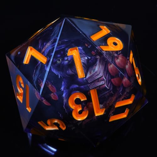 Mini Planet 50mm Giant D20 Liquid Core Eyeball Polyhedral MTG Table Games Aqua Dice E20-LED Black cat - color: E20-led Black Cat