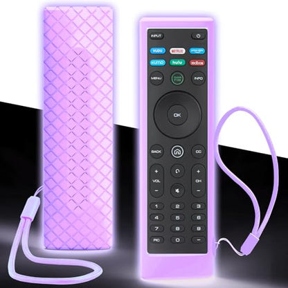 Case for Vizio TV Remote, Cover Compatible with Vizio Smart TV Remote Control XRT136 / XRT140 Silicon Universal Sleeve Skin Glow in the Dark Purple - color: Glow Purple