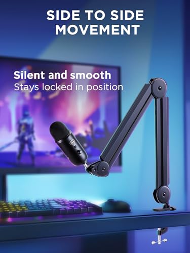 InnoGear Mic Arm Microphone Boom Arm Cable Management for Blue Yeti, Black | Desk Mount, for Shure Fifine, Professional Appearance, Extendable, Horizontal Reach 32.3", 3.5 lb Weight Capacity, Heavy-Duty - color: Black, style: Standard Clamp