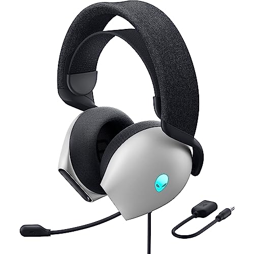 Alienware Wired Gaming Headset AW520H | 6.6 ft Cable, Hi-Res Audio, 20-40000 Hz, Memory Foam, Breathable Fabric, Lunar Light - color: Lunar Light