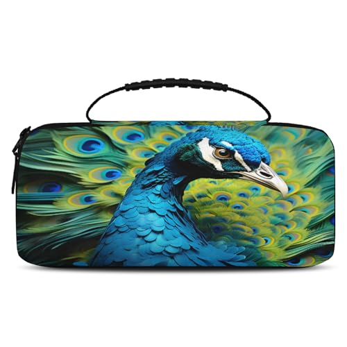 Adornori Peacock Carry Case Compatible with Nintendo Switch 2, with 20 Games Cartridges, Peacock Portable Travel Carrying Case Pouch for Accessories & Games - color: Multicolor 19