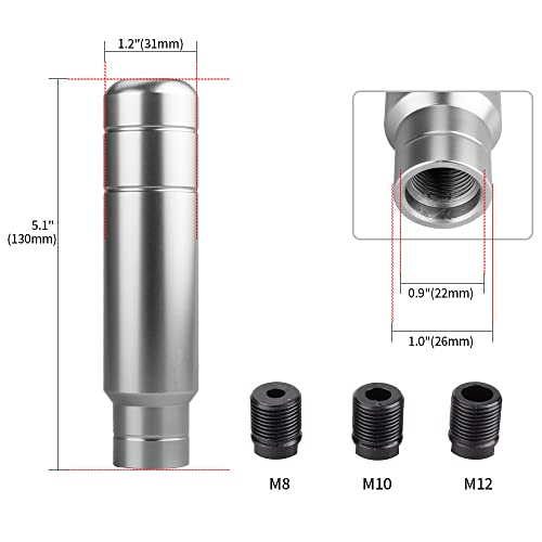 BARTOO Aluminum Weighted Manual Shift knobs, Long Stick Shift Knob Gear Shifter Knobs, Car Accessories Lever Cover Head Universal Shifter Knobs with 3 Threaded Adapters (Titanium Color) - color: Titanium color