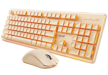Wireless Keyboard and Mouse Combo with Warm Backlit Pudding Keycaps, Bluetooth & 2.4G, 2000mAh Rechargeable, Full Size, Metal Panel Quiet Computer Keyboard Set for Windows PC Desktop - Rose Gold - color: Rose Gold