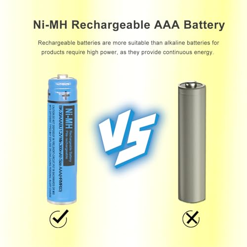 BK-30AAABU NI-MH AAA Rechargeable Battery 1.2V 300mah 8Pack AAA NiMH Batteries for Panasonic Cordless Phones, Remote Controls, Electronics