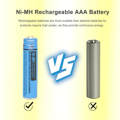 BK-30AAABU NI-MH AAA Rechargeable Battery 1.2V 300mah 8Pack AAA NiMH Batteries for Panasonic Cordless Phones, Remote Controls, Electronics