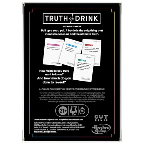 Truth or Drink Party Game by Cut I As Seen on TikTok, YouTube, and Snapchat | 410 Hilarious Questions | Ages 21+ | 2+ Players I Fun Games for Adults