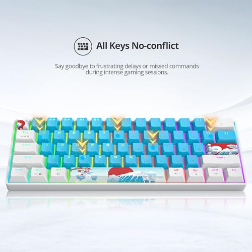 60% Mechanical Keyboard Wired Linear Red Switch RGB Backlight | 60 Percent 61-keys Compact Layout Gaming Keyboard TKL Ultra-Compact Mini RGB Backlit - color: 61 Blue/Red Switch