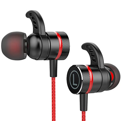 KASOTT SoundMaster Pro V1 - Gaming Earphones with Dual Audio Drivers,Battle Buds,in-Line Mic with Mute and Volume Control, Compatible with Xbox Series,Xbox One,PS5,PS4,Switch,Pc with 3.5mm Aux - color: Flaming Red