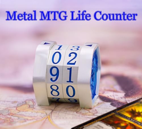 Metal MTG Life Counter Wheel Metal Magic Life Counter MTG Health Tracker MTGs Foundations with Dragon Symbol for Board Games, Cards Games, TTRPGs, Compatible with MTGs(Pearl Silver_Blue) - color: Silverblue